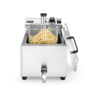 Ruční fritéza s vypouštěcím kohoutem, 8 l, HENDI, Profi Line, 8L, Světle šedá, 230V/3500W, 305x515x(H)354mm | 209202